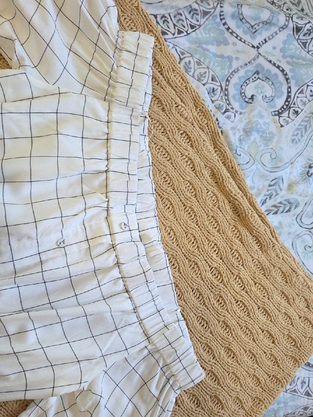 Charles Henry Ivory Checkered/Grid Off-the-Shoulder Midi Dress - Size XL - Picture 9 of 13